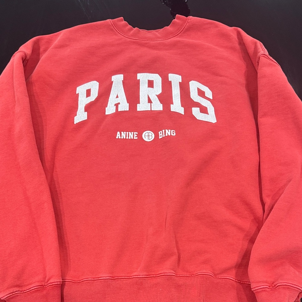 Anine Bing Red 'PARIS' Crewneck Sweatshirt